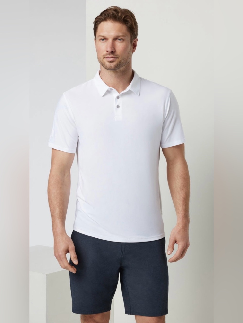 Vuori Strato Tech Men's White Short-Sleeve Polo Shirt Size S
